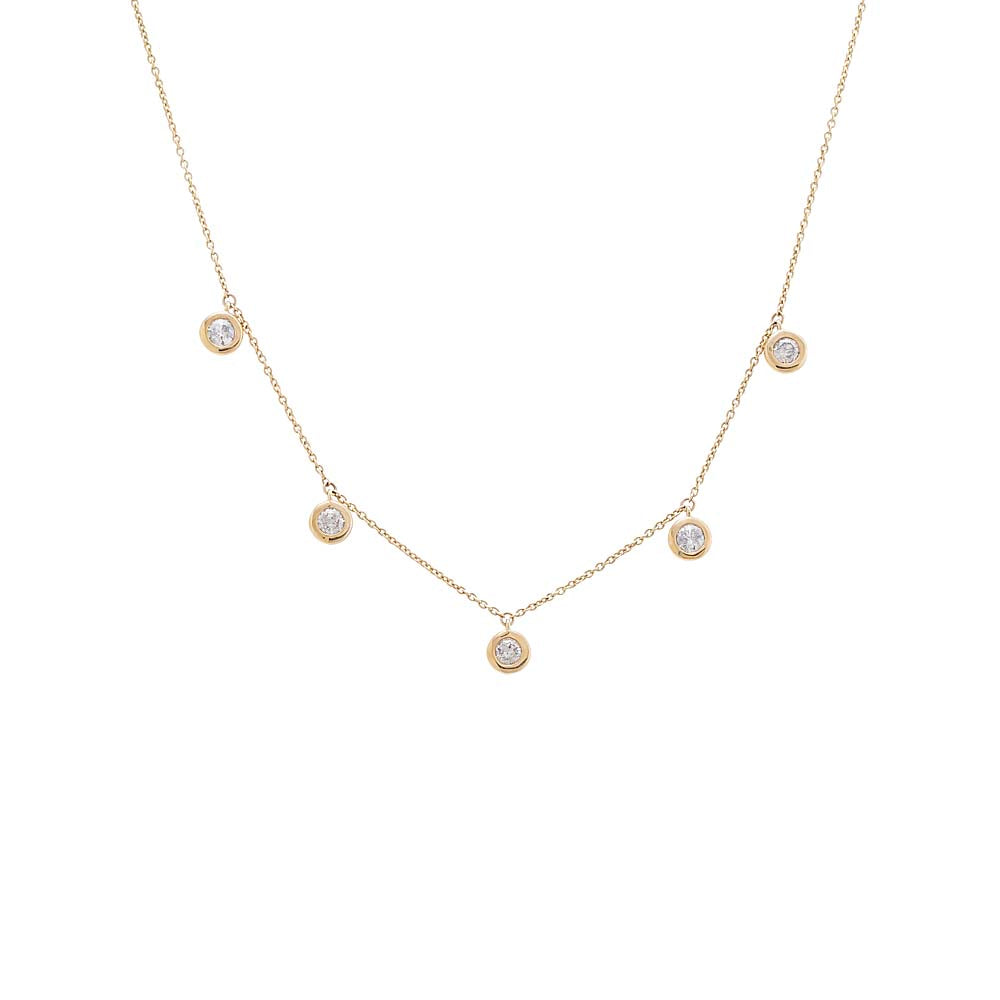 14K Gold Diamond Dangling Bezel Necklace 14K - Adina's Jewels