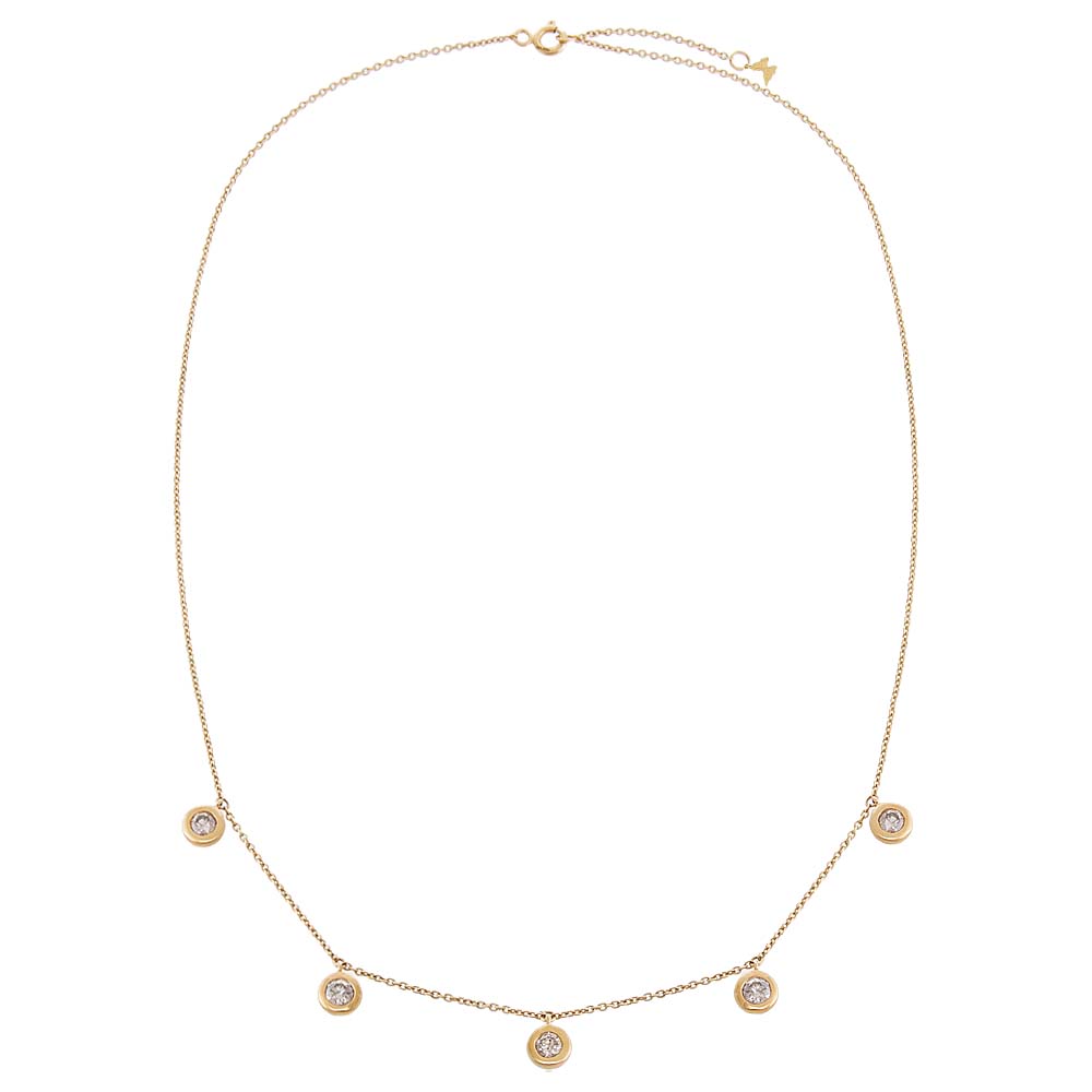  Diamond Dangling Bezel Necklace 14K - Adina's Jewels