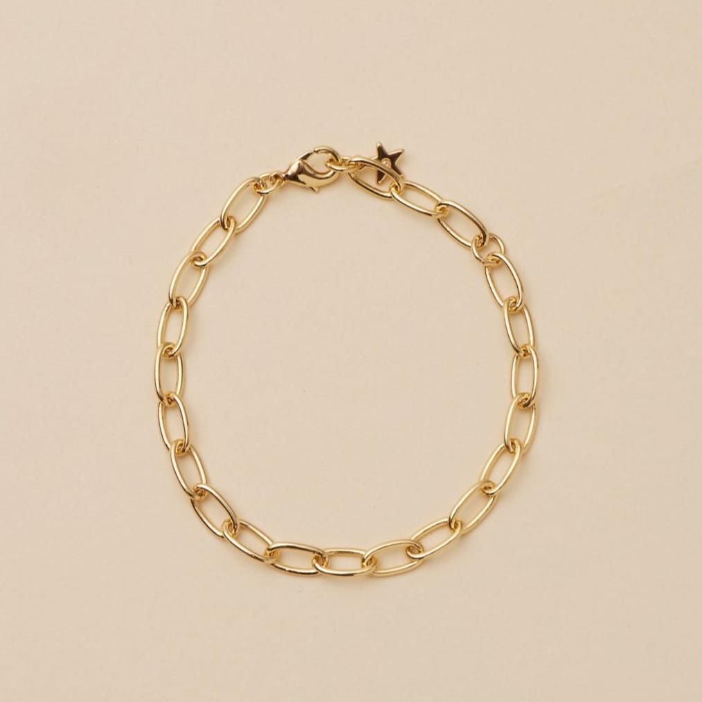 Gold Mini Paperclip Bracelet | Paperclip Chain | 14K Gold Plated Brass