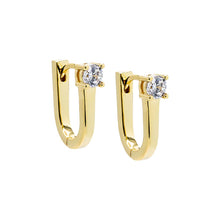 Gold / 15MM Solitaire Elongated Oval Shape Huggie Earring - Adina's Jewels