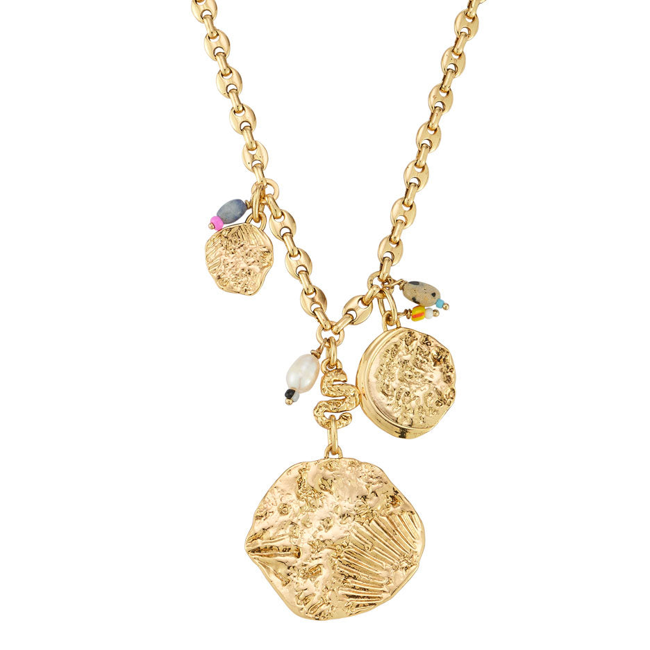 Carmen Charm Necklace | Multicolor | 14K Gold Plated Brass