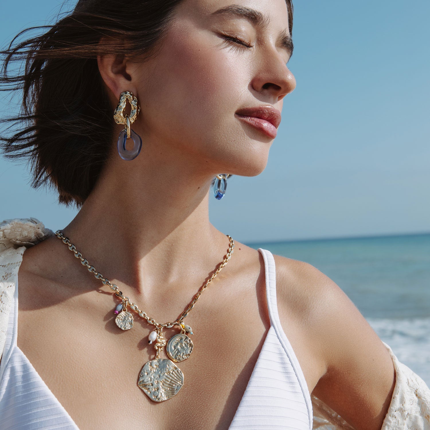 Carmen Charm Necklace | Multicolor | 14K Gold Plated Brass