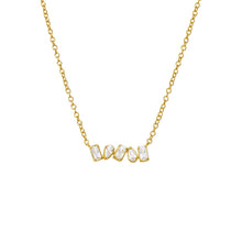 Gold CZ Teardrop X Baguette Bezel Bar Necklace - Adina's Jewels