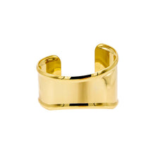 Gold Solid Indented Curved Wide Bangle Bracelet - Adina's Jewels