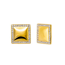 Gold Pave Outlined Square Stud Earring - Adina's Jewels