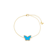 Turquoise Pave Outline Colored Stone Butterfly Bracelet - Adina's Jewels