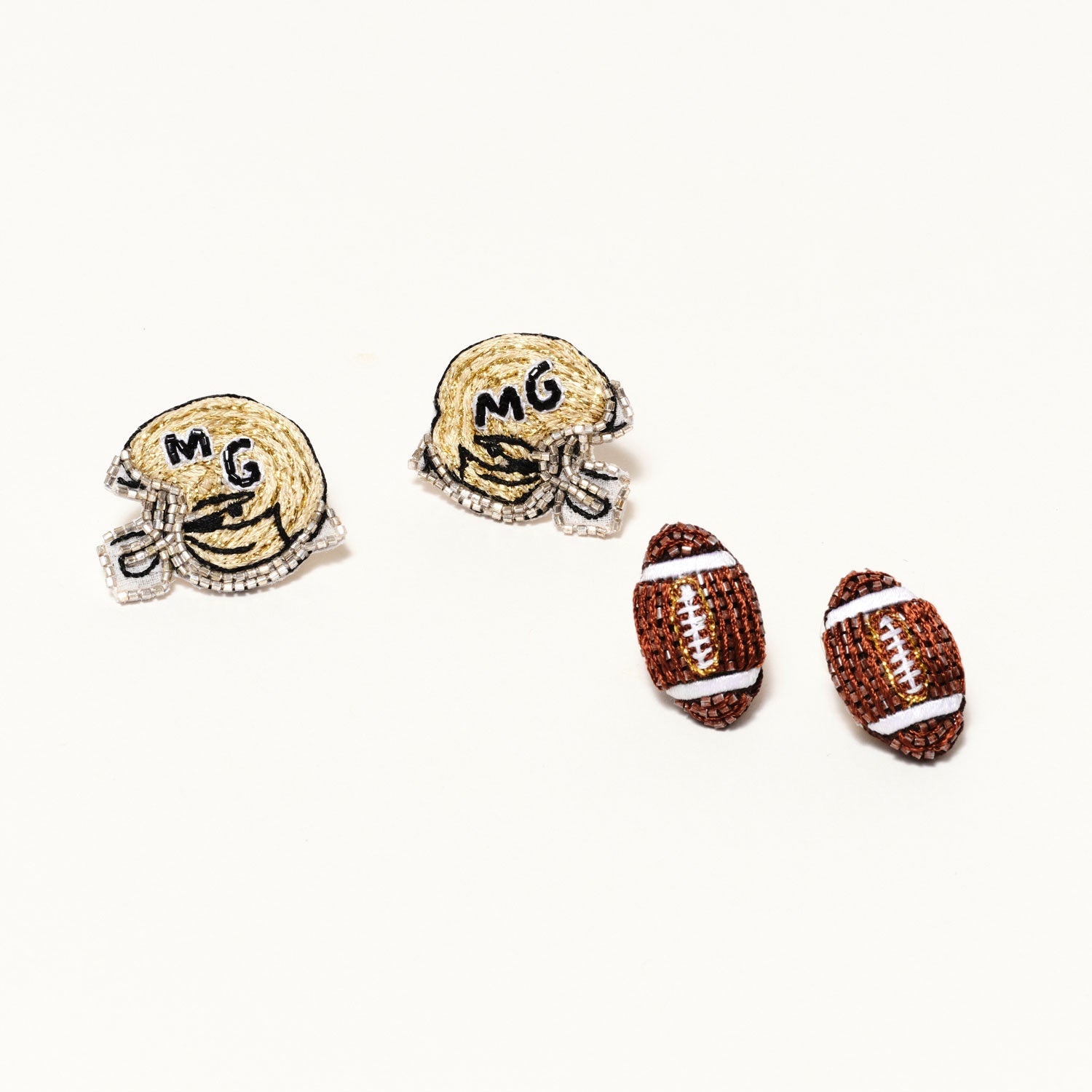Football Helmet Studs | Gold/Silver | Rhodium Plated Brass