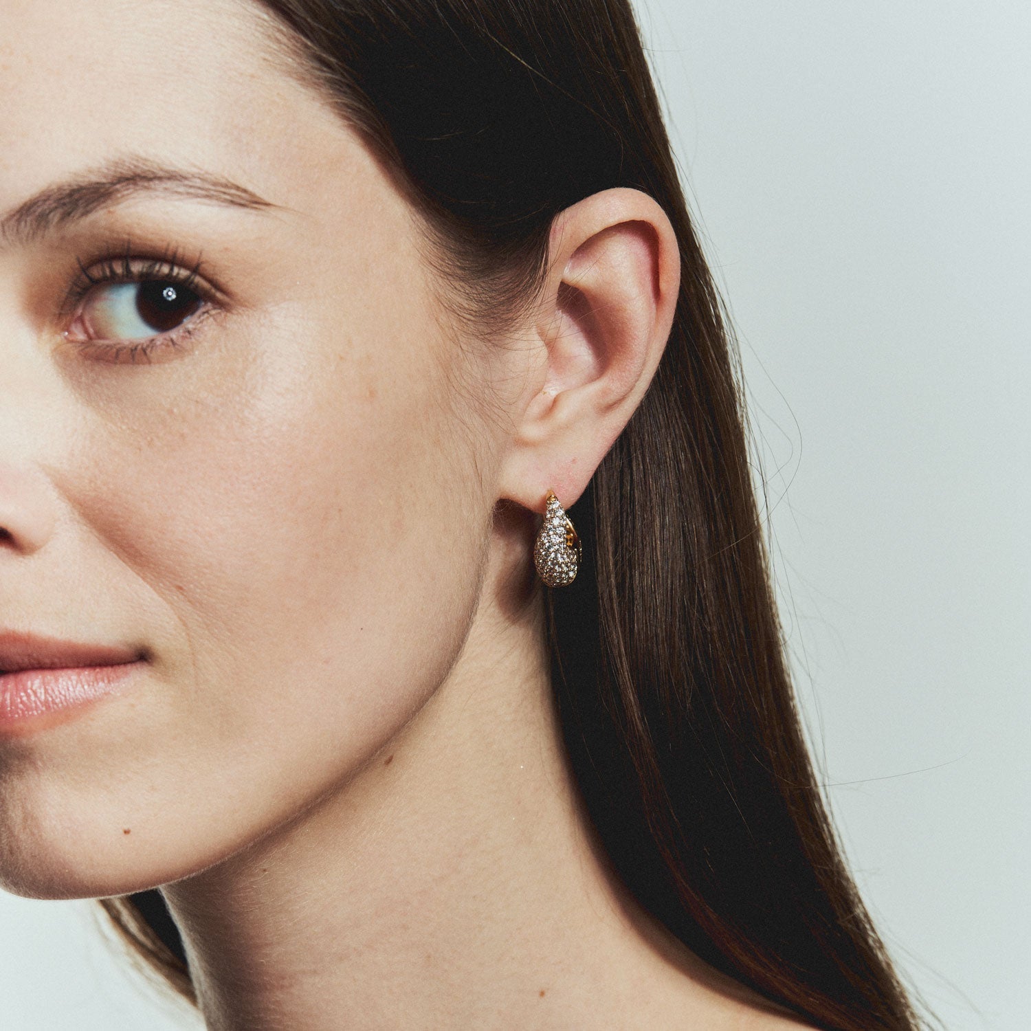Juana Hoops | Clear Crystal | 14K Gold Plated Brass