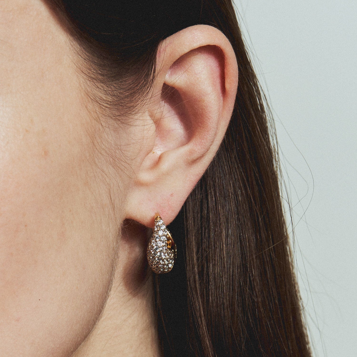 Juana Hoops | Clear Crystal | 14K Gold Plated Brass