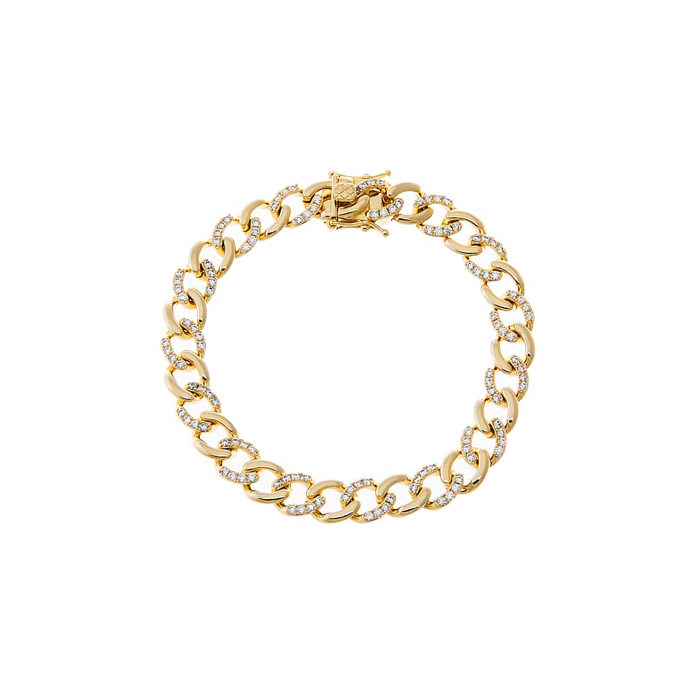 Gold CZ Curb Link Statement Bracelet - Adina's Jewels