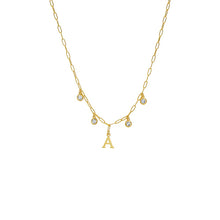 Gold / A Solid Initial X Dangling Bezels Paperclip Necklace - Adina's Jewels