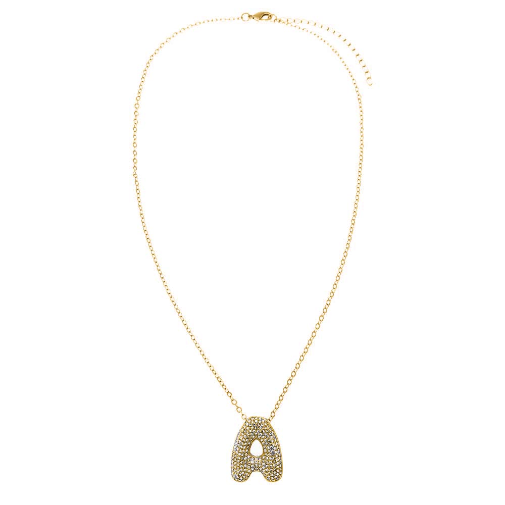 Pave XL Initial Pendant Necklace | Gold