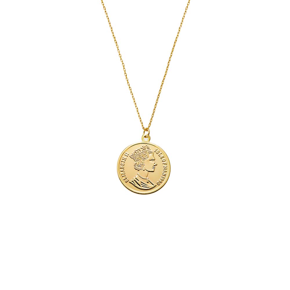 Gold Large Vintage Coin Pendant Necklace - Adina's Jewels