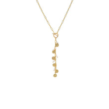 Gold Textured Coin & Pearl Drop Lariat Necklace - Adina's Jewels