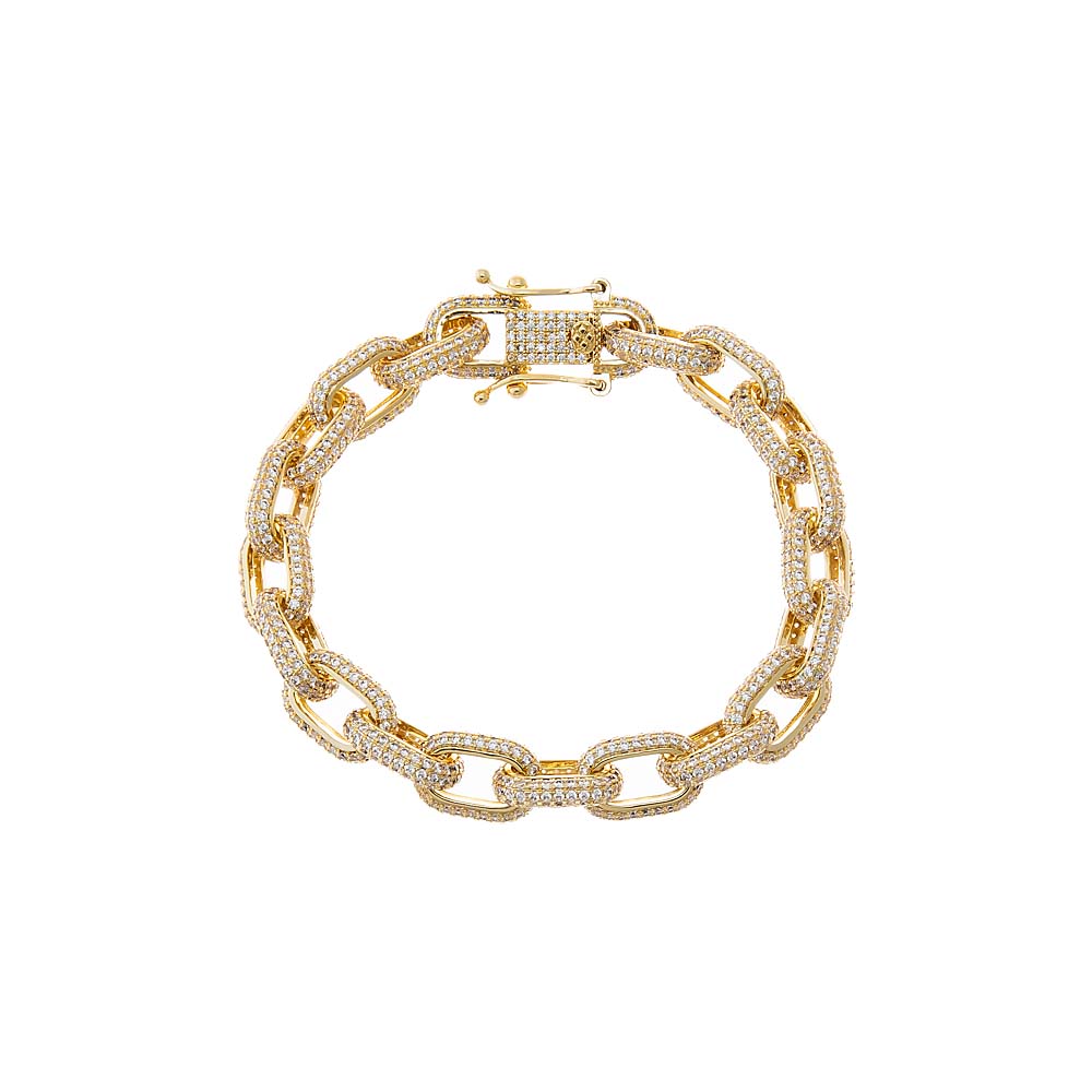 Gold CZ Statement Link Bracelet - Adina's Jewels