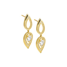 Gold Pave Double Teardrop Fancy Drop Stud Earring - Adina's Jewels