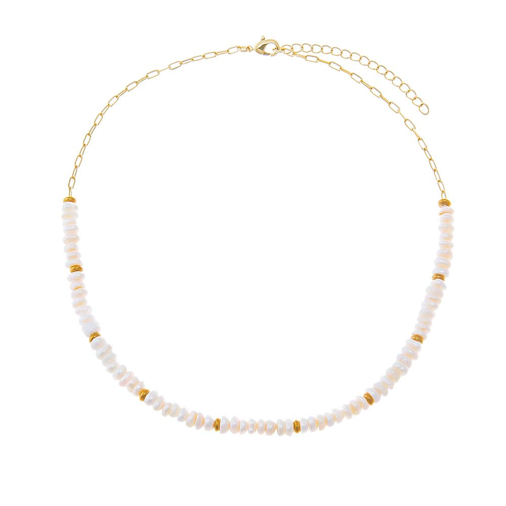 Gold Bead Freshwater Pearl Necklace - Adina's Jewels