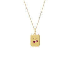 Gold Red Cherry Dog Tag Pendant Necklace - Adina's Jewels
