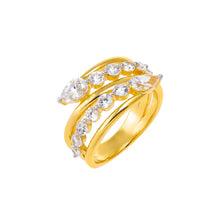 Gold / 6 Multi CZ Double Row Wrap Ring - Adina's Jewels