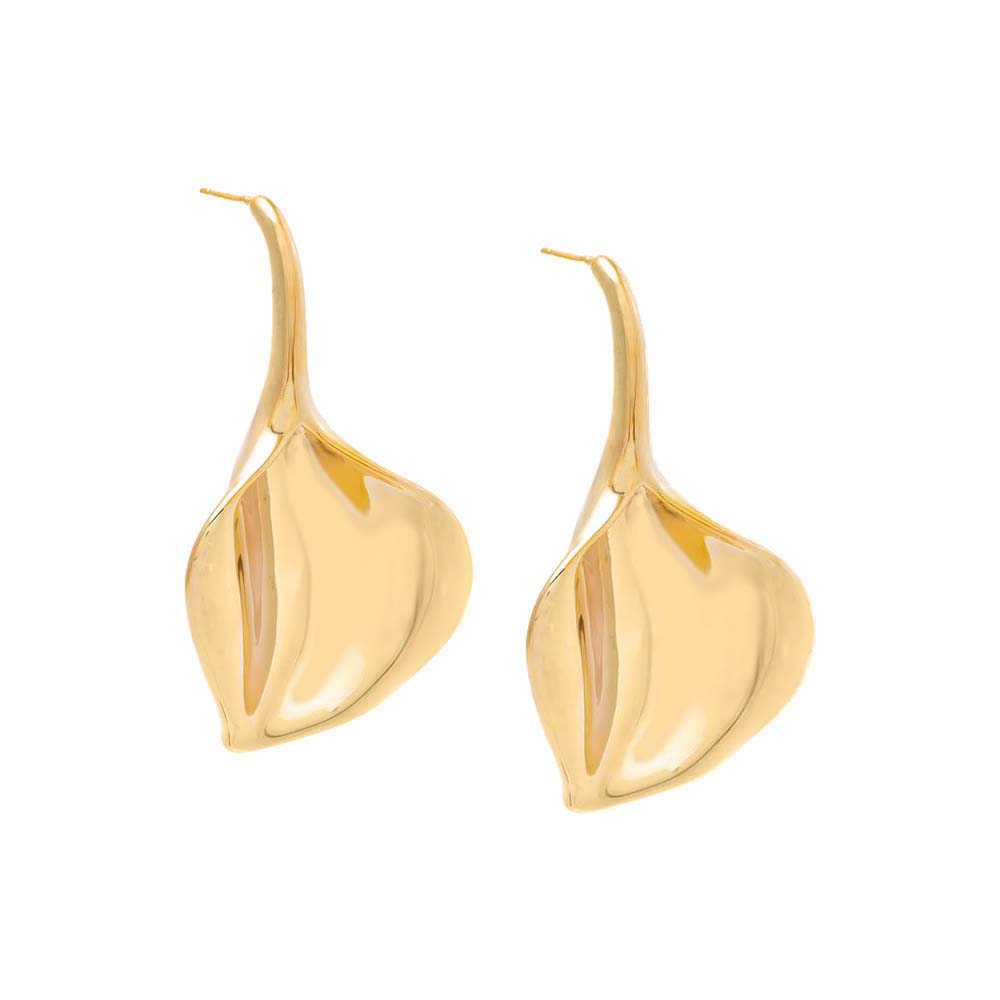 Gold Ripple Petal Drop Earrings - Adina's Jewels