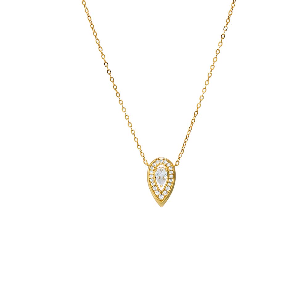 Gold Pave Teardrop Stone Pendant Necklace - Adina's Jewels
