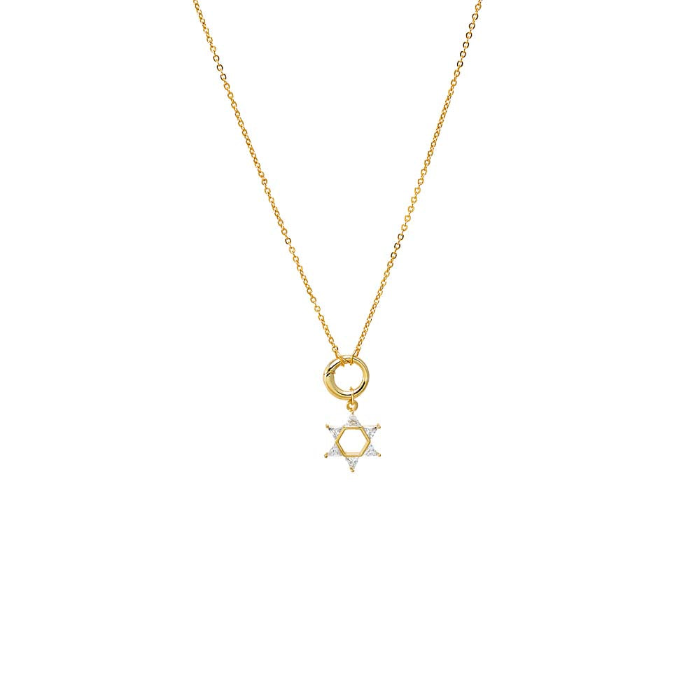 Gold CZ Triangle Star Of David Toggle Necklace - Adina's Jewels