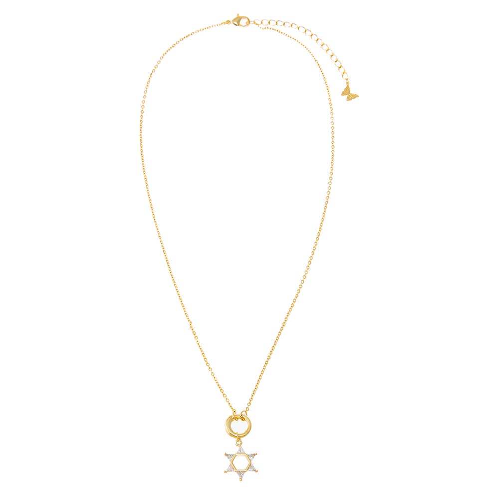 CZ Triangle Star Of David Toggle Necklace - Adina's Jewels