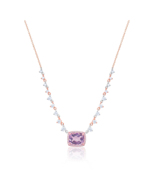 Gold Kunzite and Diamond Necklace | Pink