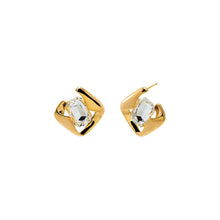 Gold Colored Diamond Cut Stud Earrings - Adina's Jewels