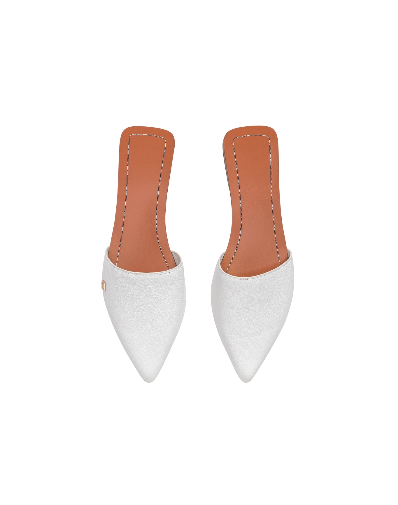 Grace Leather Slippers | White