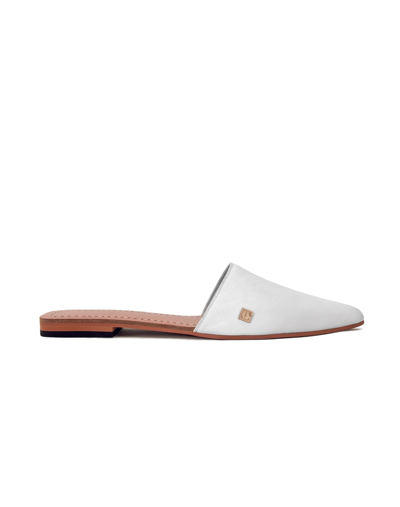 Grace Leather Slippers | White