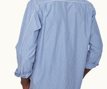 Grasmoor Stripe Relaxed Fit Classic Collar Washed Cotton Shirt Woven | Blueberry/White Stripe