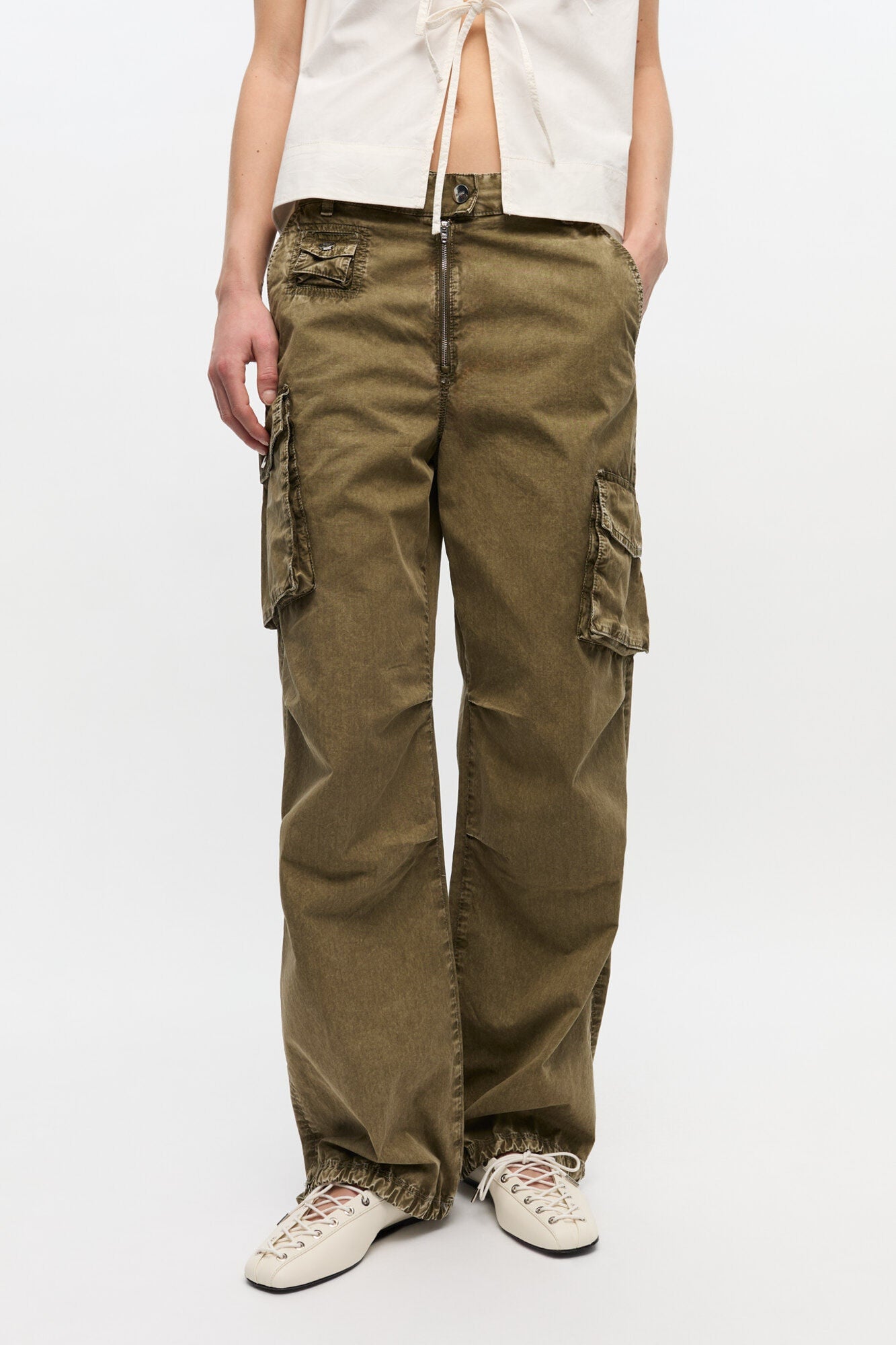 Green Washed Twill Trousers | Kalamata