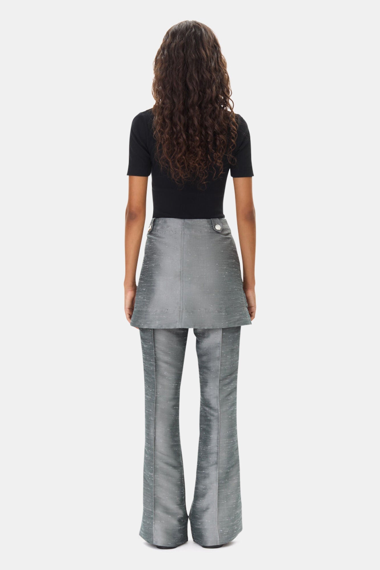 Grey Suiting Skirt Flared Trousers | Gray Quill
