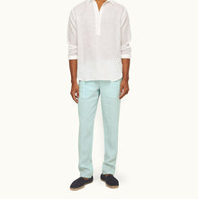 Griffon Linen Tailored Fit Washed Linen Trousers | Clear Sky
