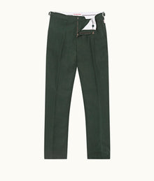 Griffon Linen Tailored Fit Washed Linen Trousers | Dark Sherwood