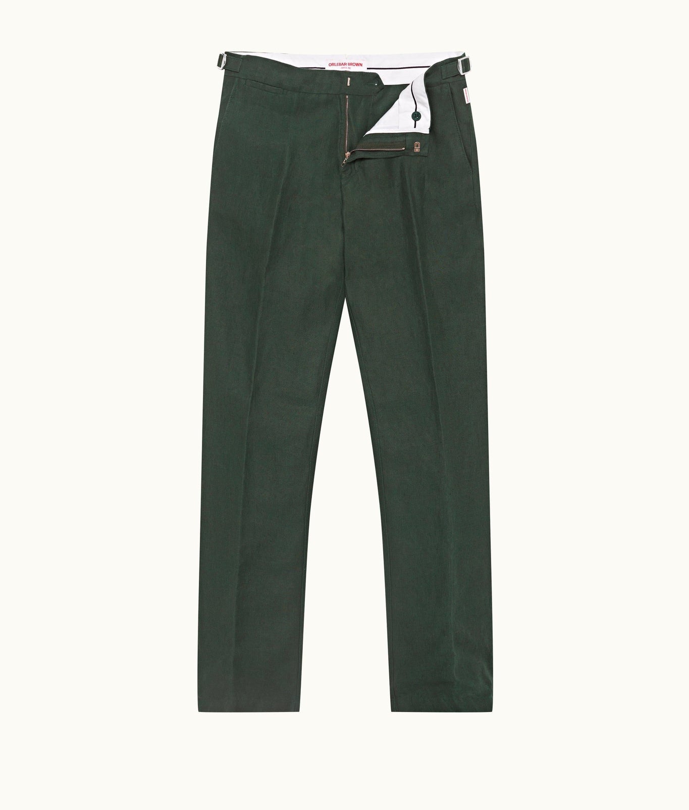 Griffon Linen Tailored Fit Washed Linen Trousers | Dark Sherwood