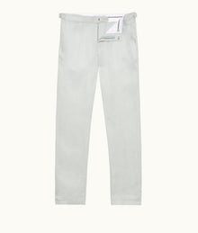 Griffon Linen Tailored Fit Washed Linen Trousers | White Jade