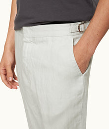 Griffon Linen Tailored Fit Washed Linen Trousers | White Jade
