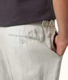 Griffon Linen Tailored Fit Washed Linen Trousers | White Jade