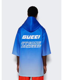 Gucci | Men | Neoprene Hooded Sweatshirt | Blue