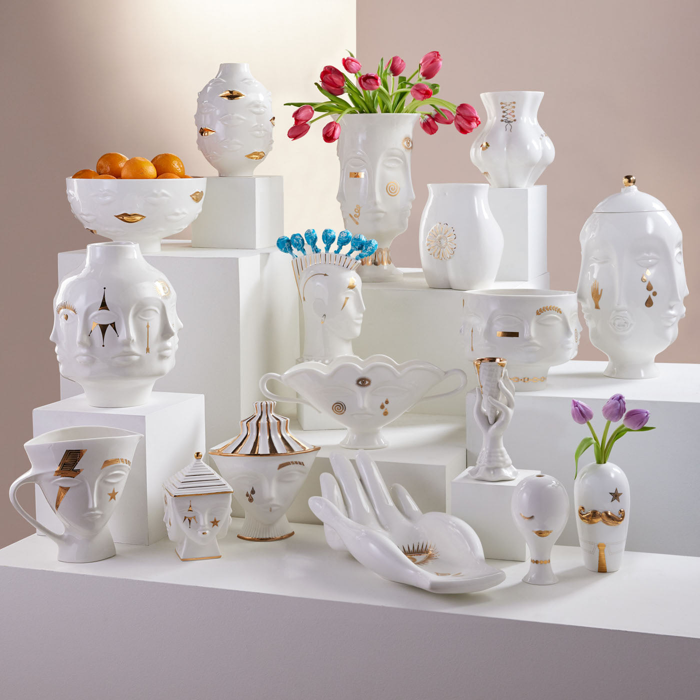 gilded frida urn porcelain white gold accents - view 2