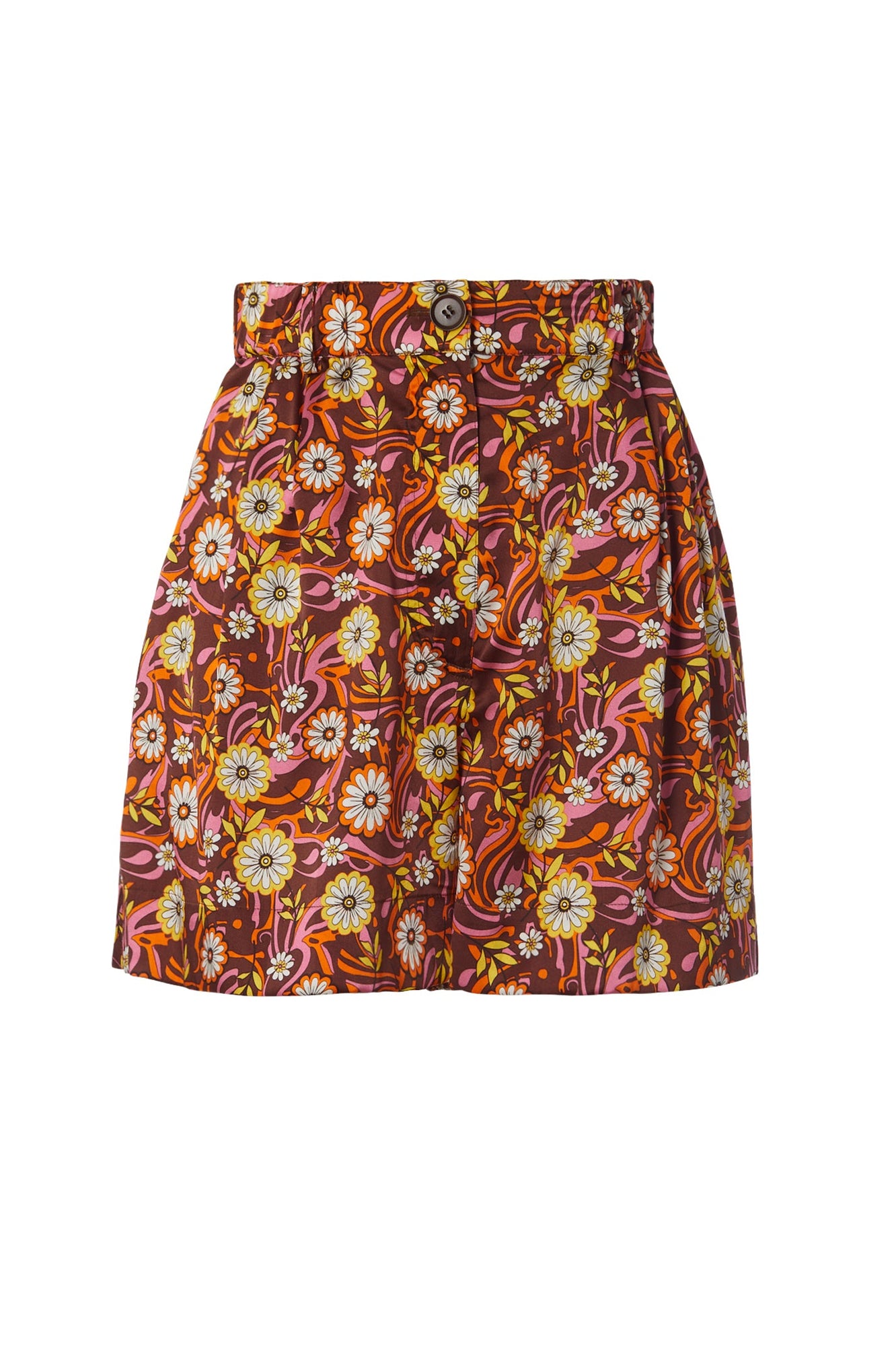 Silk Floral Print Short | Tangerine