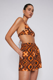 Tile Print Cotton Bra Caramel CARAMEL - Scanlan Theodore US