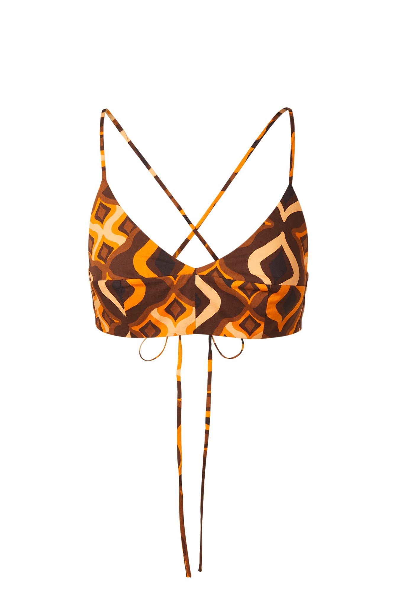 Tile Print Cotton Bra Caramel CARAMEL - Scanlan Theodore US