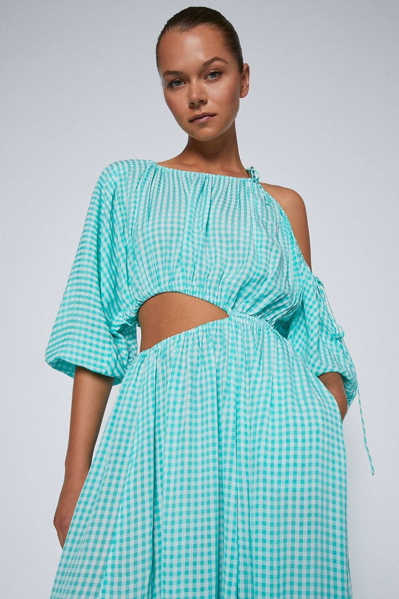 Gingham Draw Cord Dress Mint MINT - Scanlan Theodore US