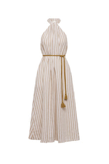 Italian Linen Stripe Dress | Khaki