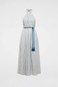 Italian Linen Stripe Dress Marine MARINE - Scanlan Theodore US