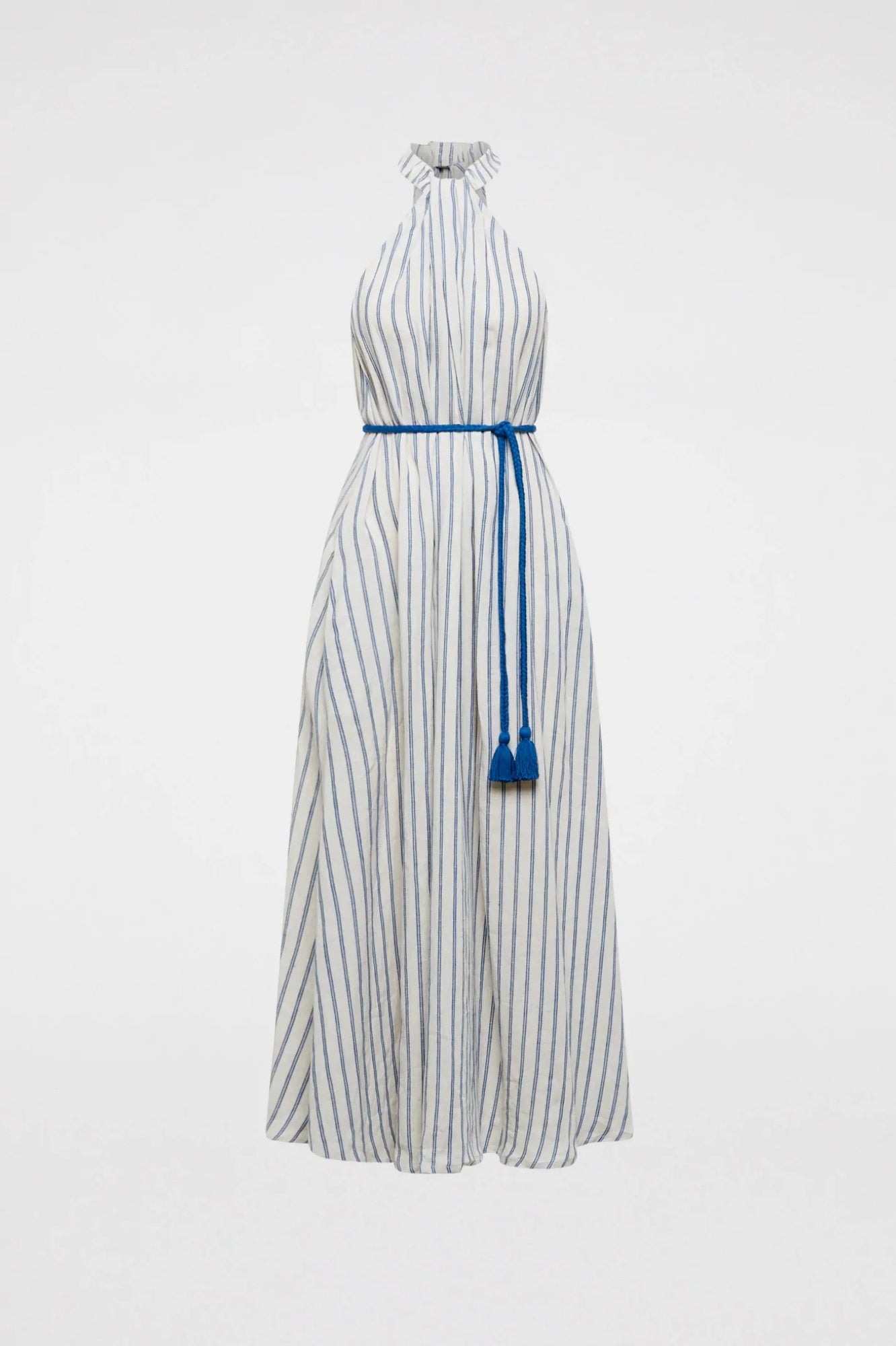 Italian Linen Stripe Dress Marine MARINE - Scanlan Theodore US