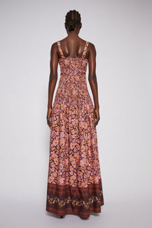 Floral Border Print Dress Chocolate CHOCOLATE - Scanlan Theodore US